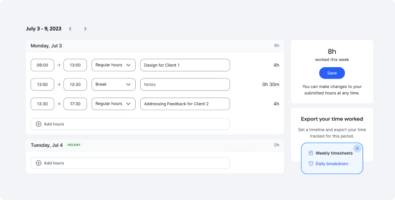 Effortless time tracking - Freelancer hub